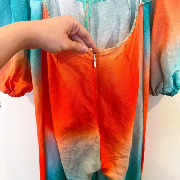 The Wolf Gang Martina Linen Blend Ombre Open Cutout Back Straight Leg Jumpsuit M - Picture 9 of 15